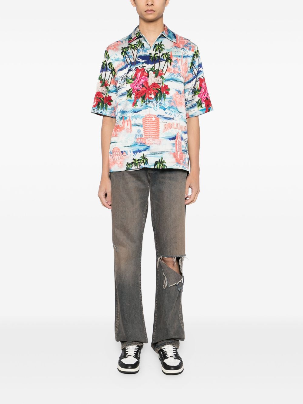 tropical-print short-sleeve shirt