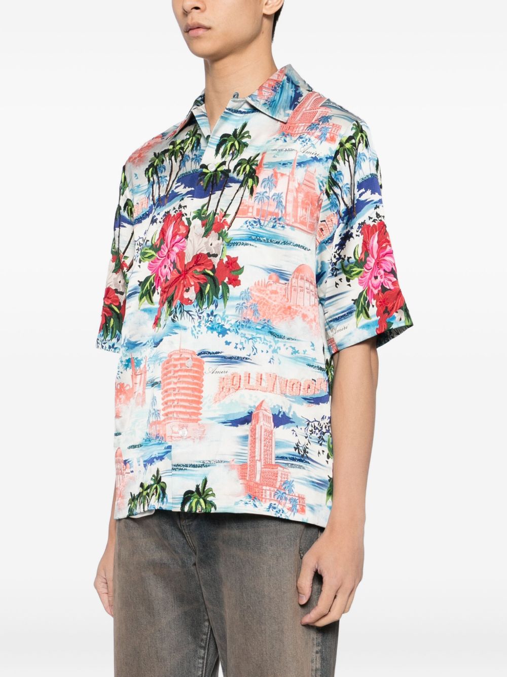 tropical-print short-sleeve shirt