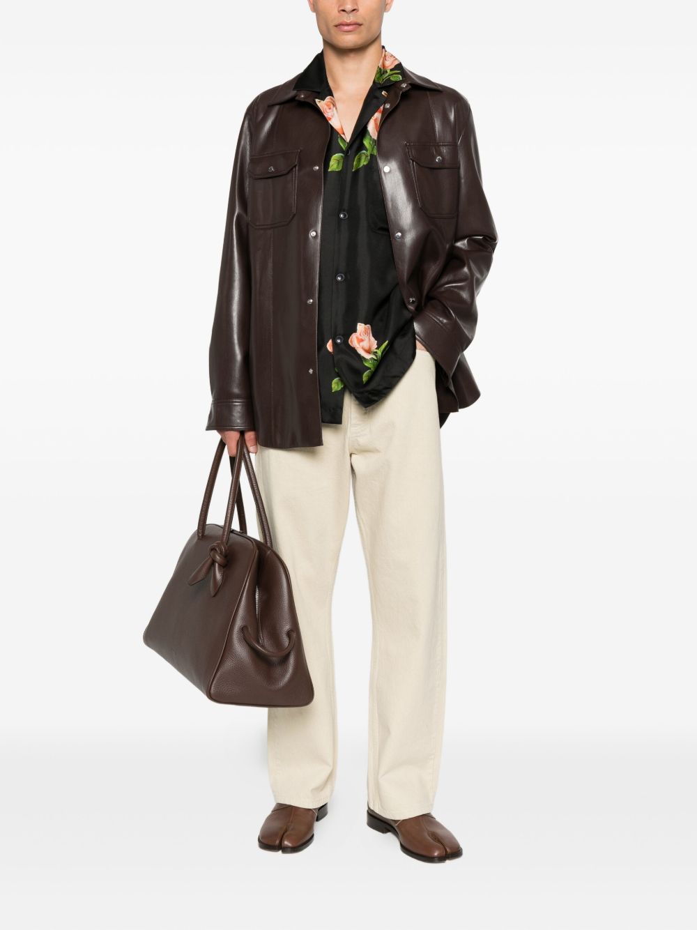 rose-print chest-pocket shirt