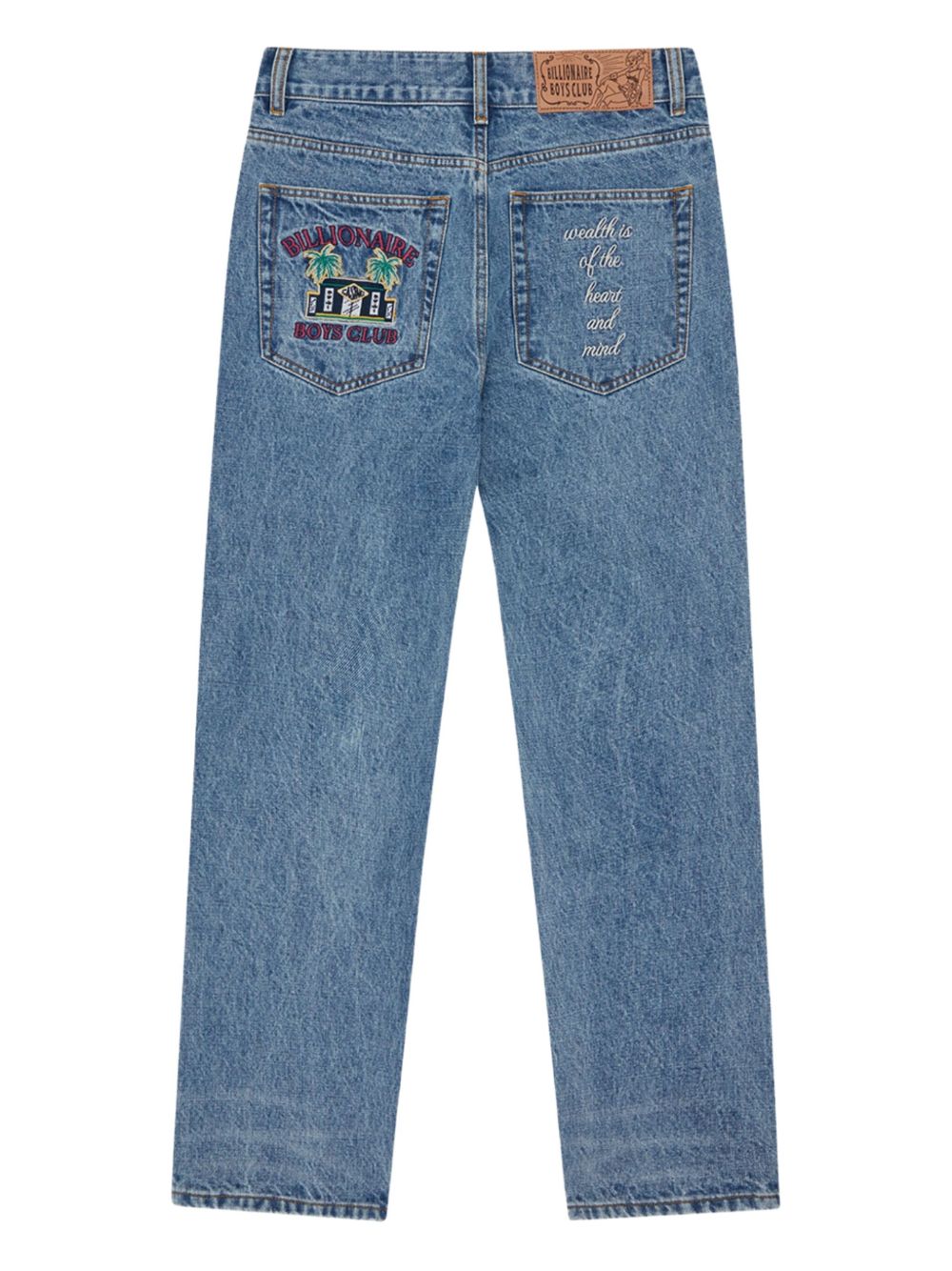 embroidered-pocket jeans