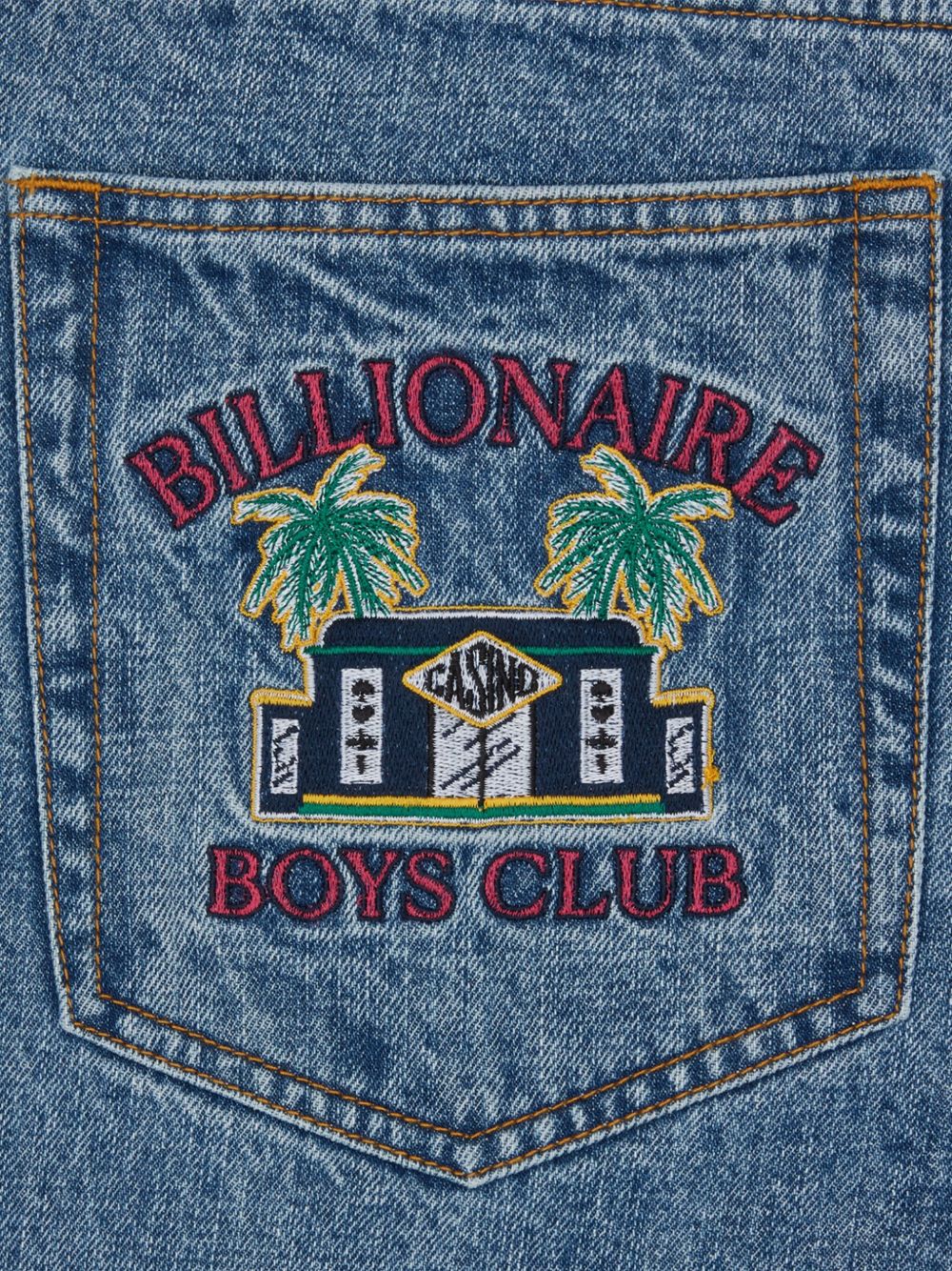 embroidered-pocket jeans