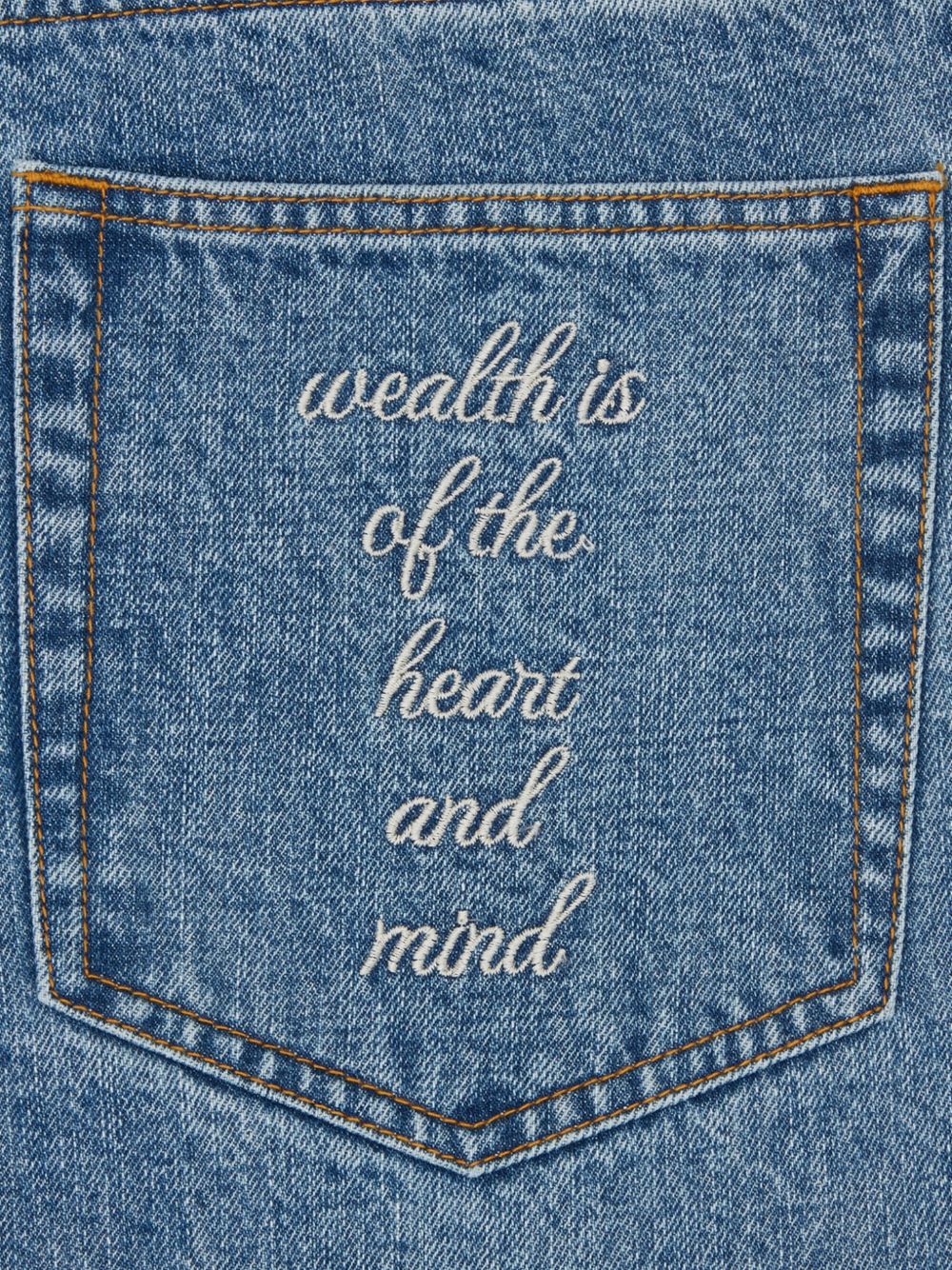 embroidered-pocket jeans