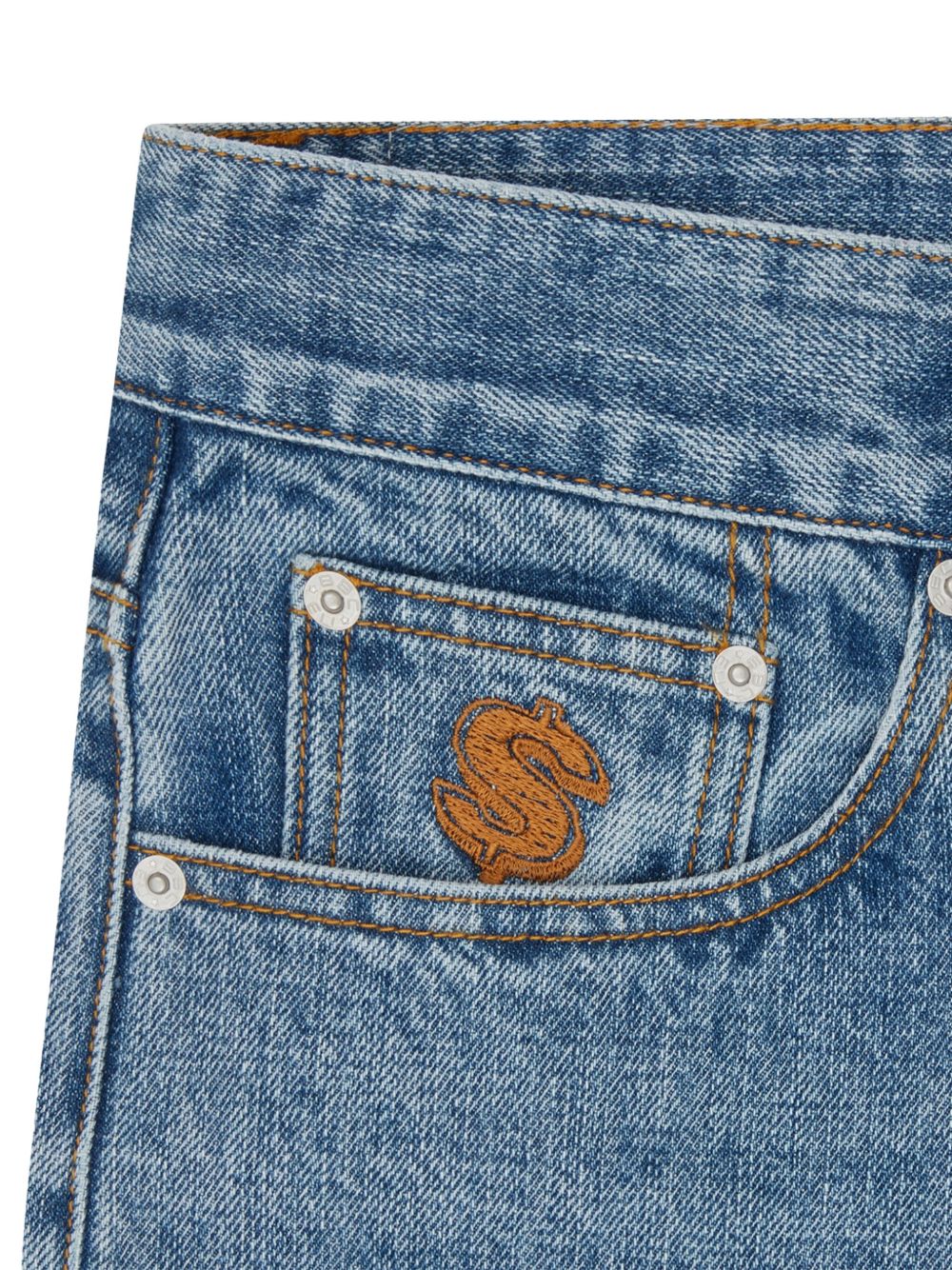 embroidered-pocket jeans