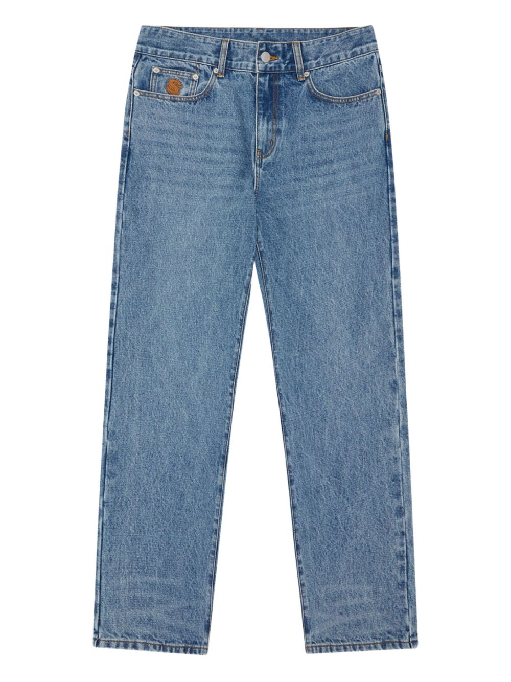 embroidered-pocket jeans