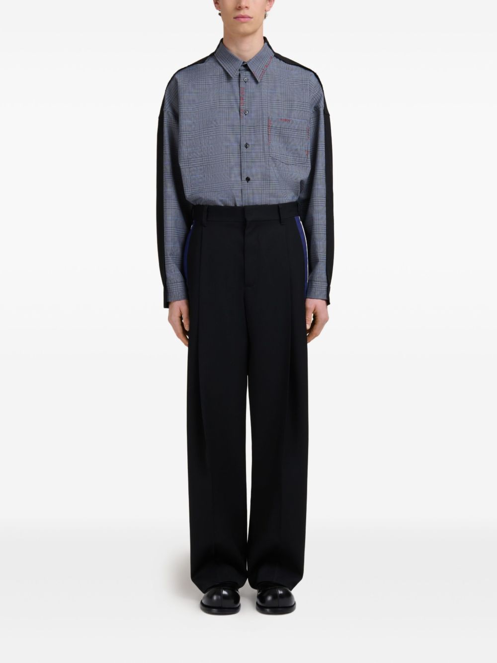 virgin wool straight-leg trousers