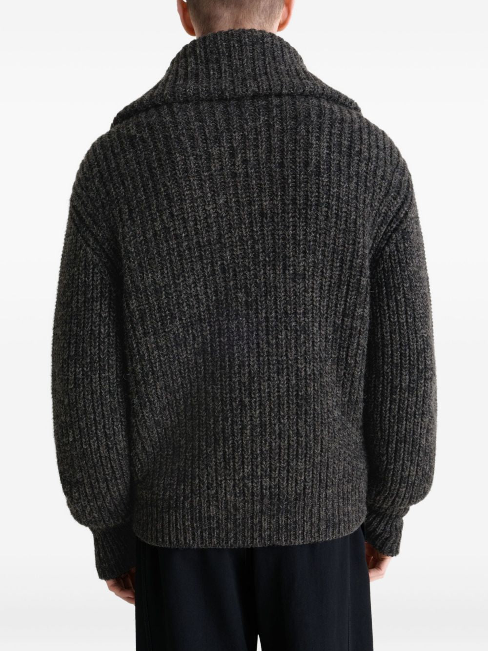 ribbed zip-up cardigan