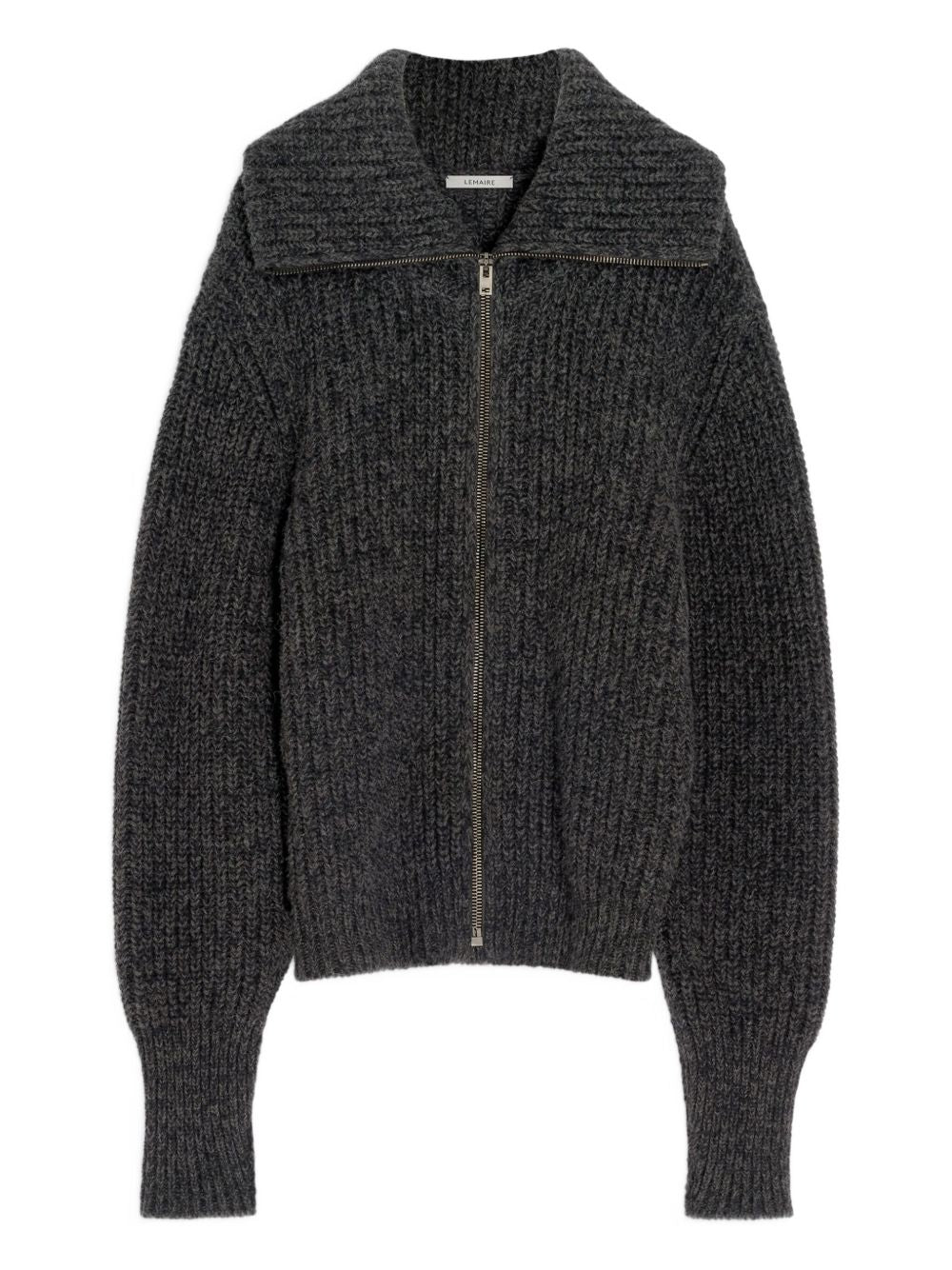 ribbed zip-up cardigan
