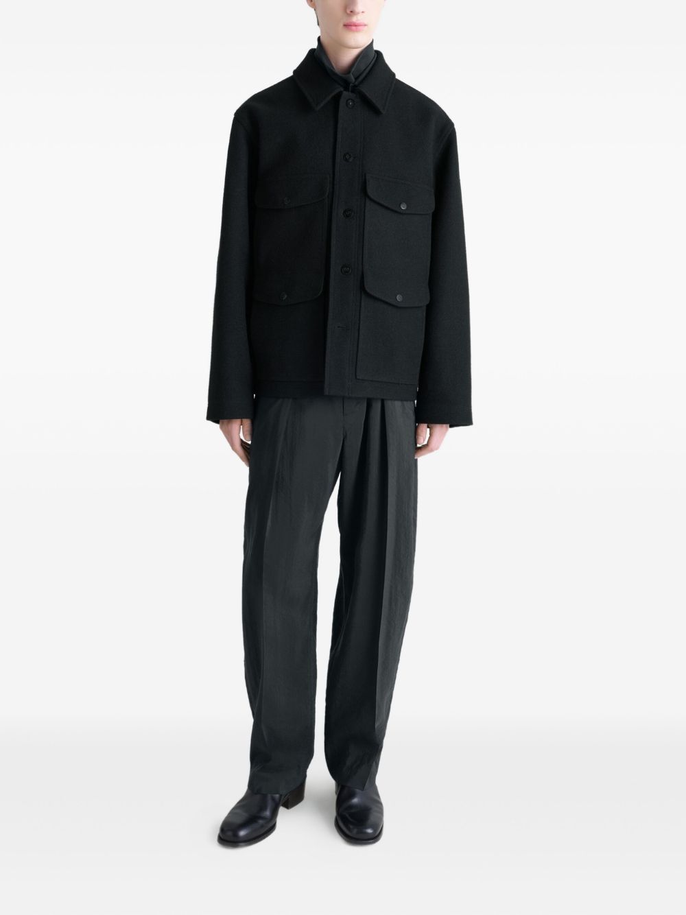 patch-pocket buttoned shirt jacket