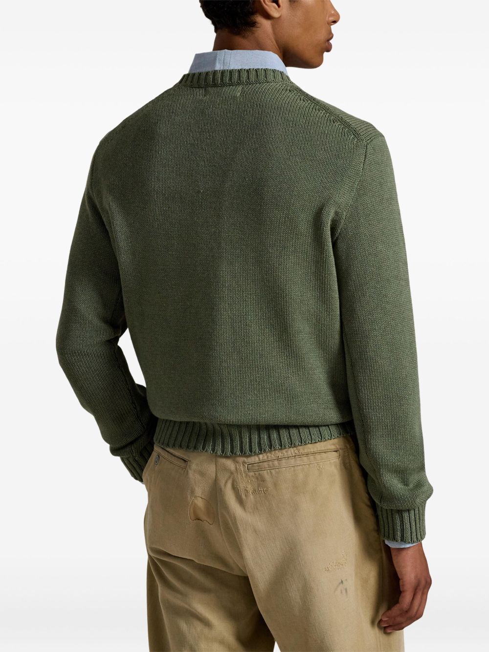 flag-embroidered crewneck sweater