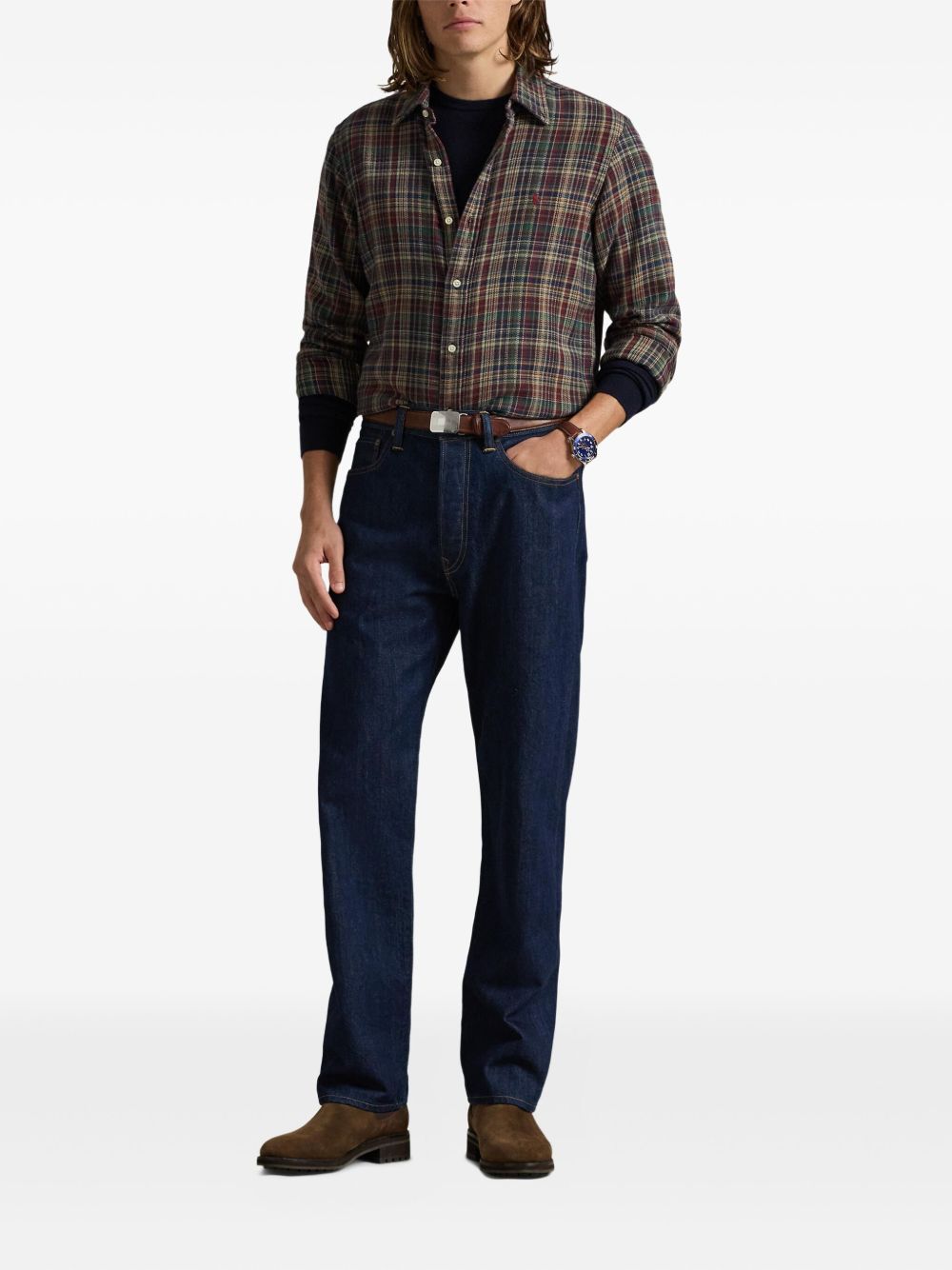 flannel plaid-pattern shirt
