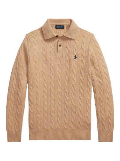 Cable-Knit Polo-Neck Sweater