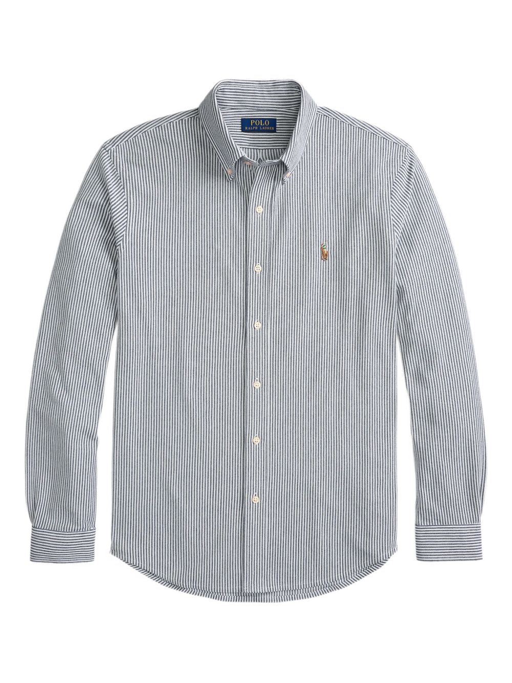 striped button-up shirt