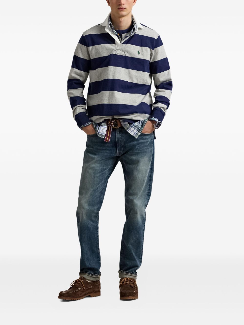 The Iconic Rugby striped long-sleeves polo shirt