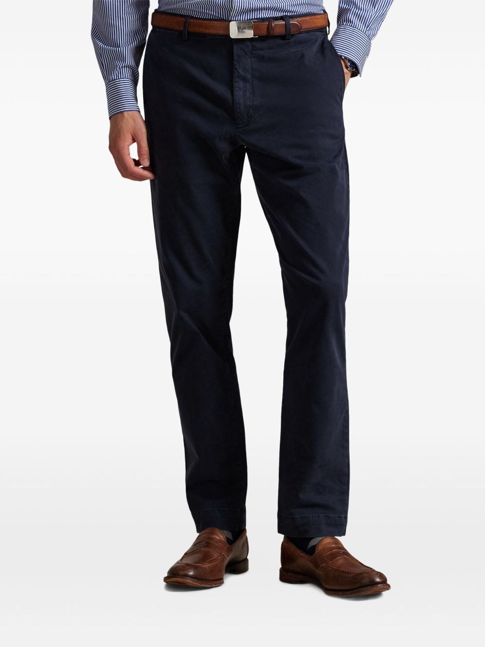 side-pocket flat-front trousers