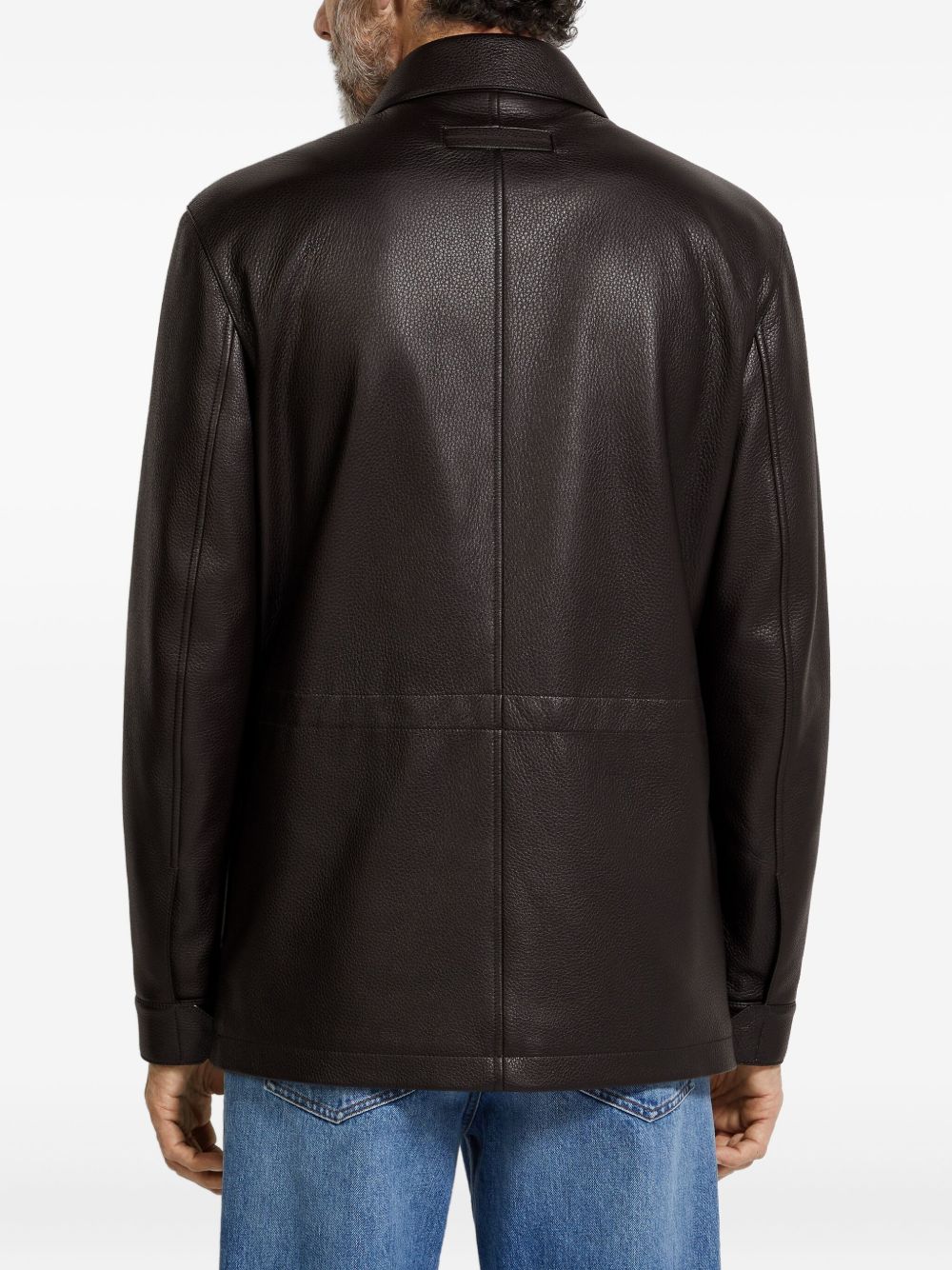 leather flap-pockets jacket
