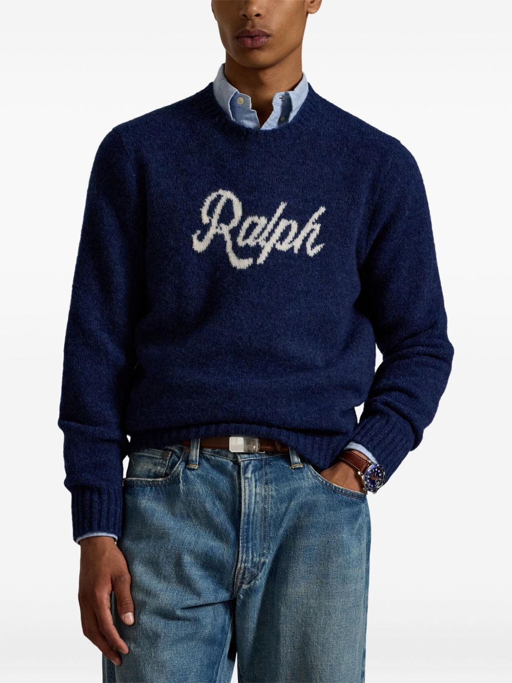 logo-intarsia jumper