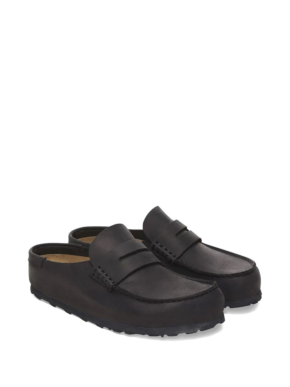 penny-strap leather slides