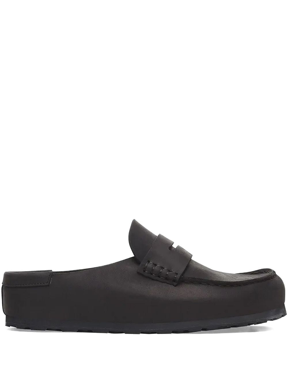 penny-strap leather slides
