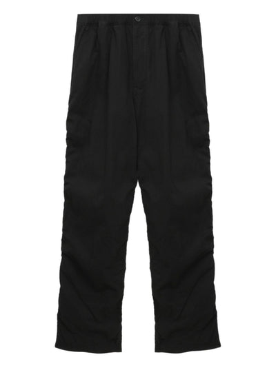 Elastic-Waist Pocketed Straight-Leg Trousers