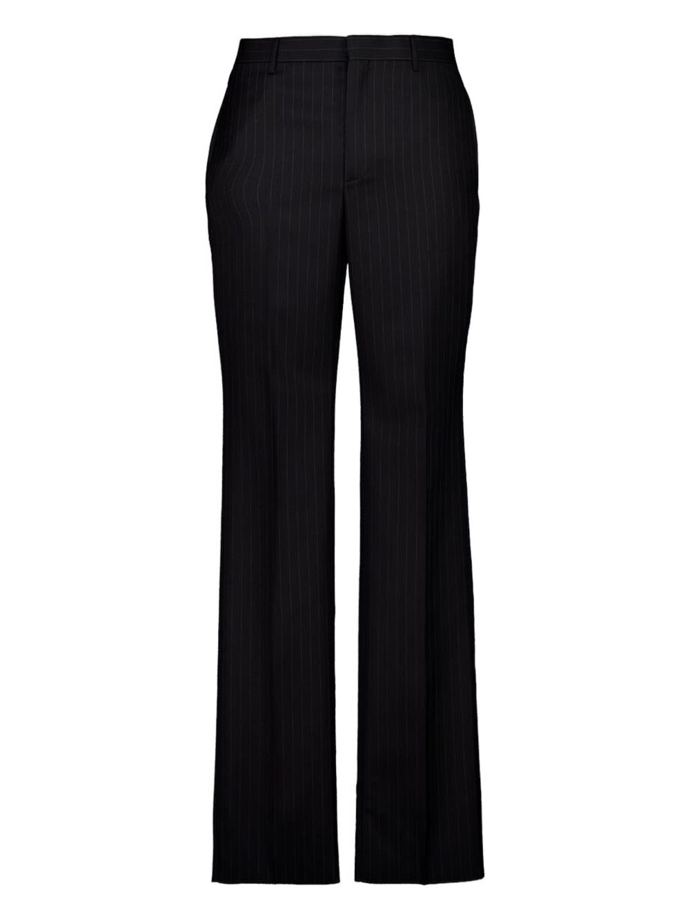 pinstripe wool trousers