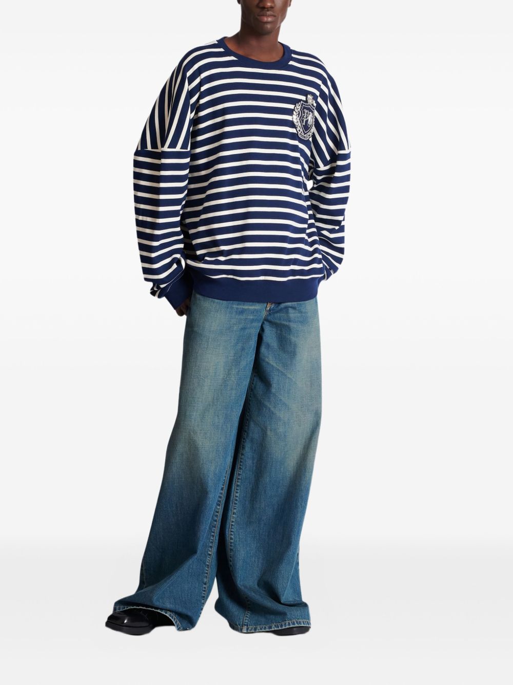 emblem striped sweatshirt