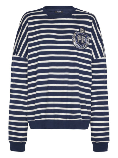 Emblem Striped Sweatshirt