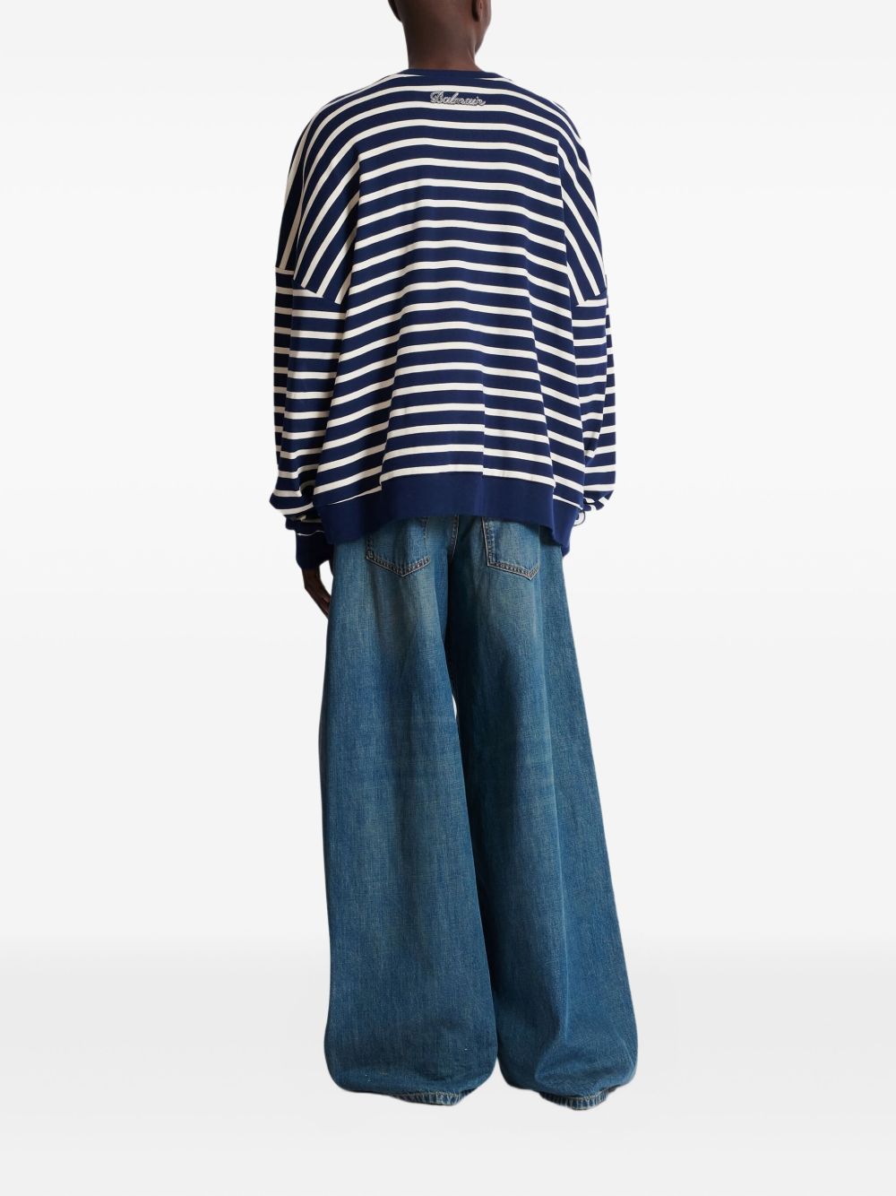 emblem striped sweatshirt