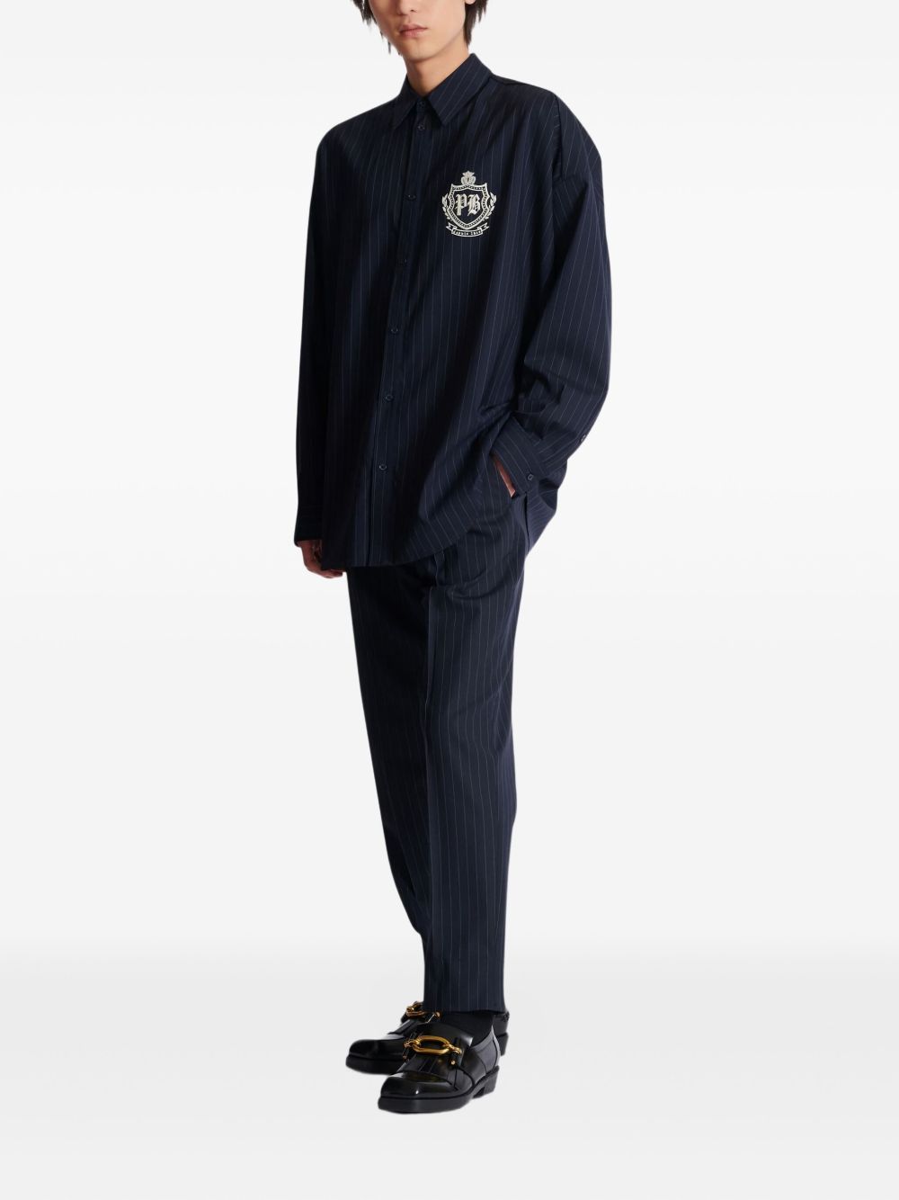 pinstripe emblem shirt