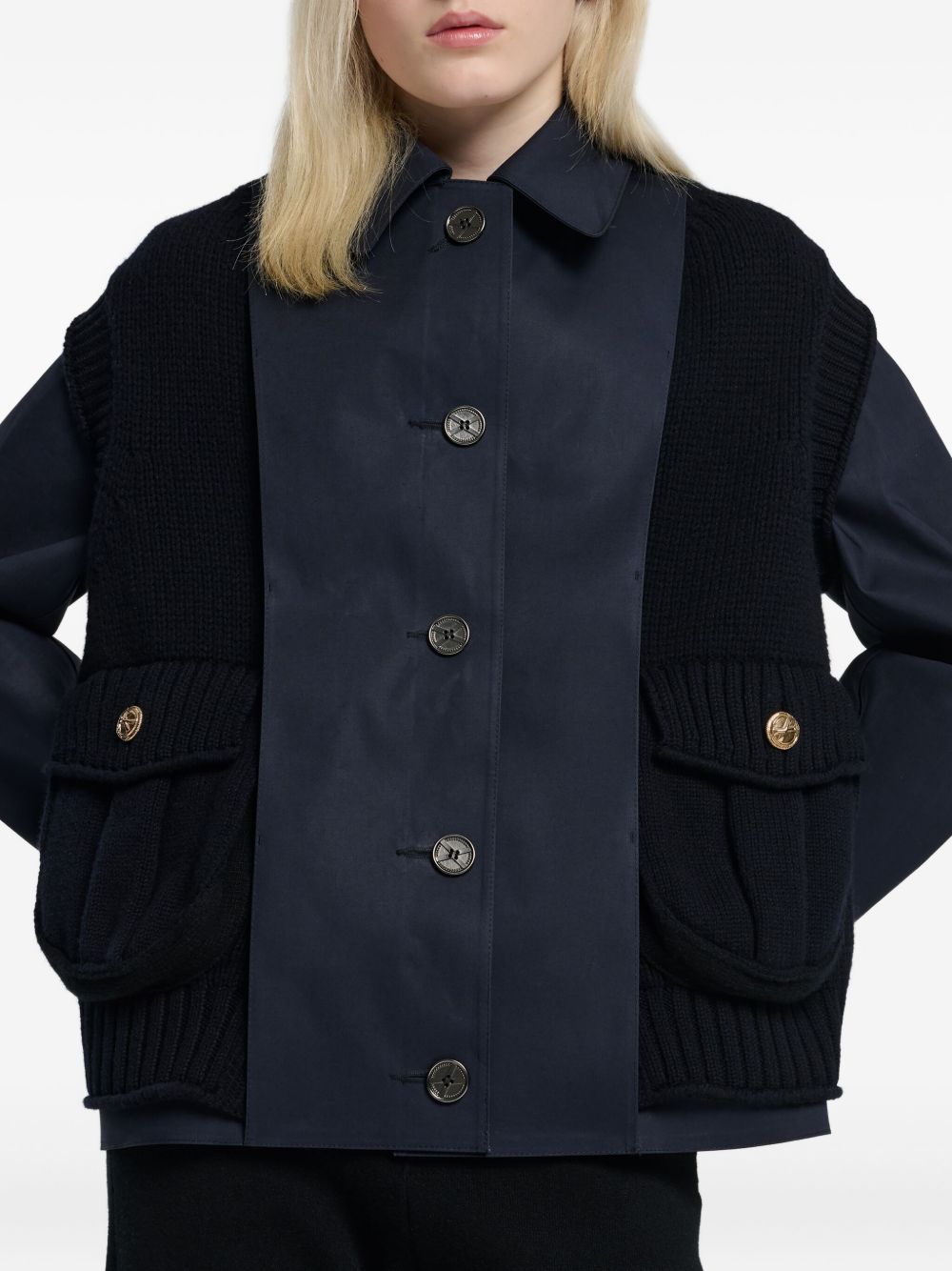 cashmere-paneled cotton raincoat