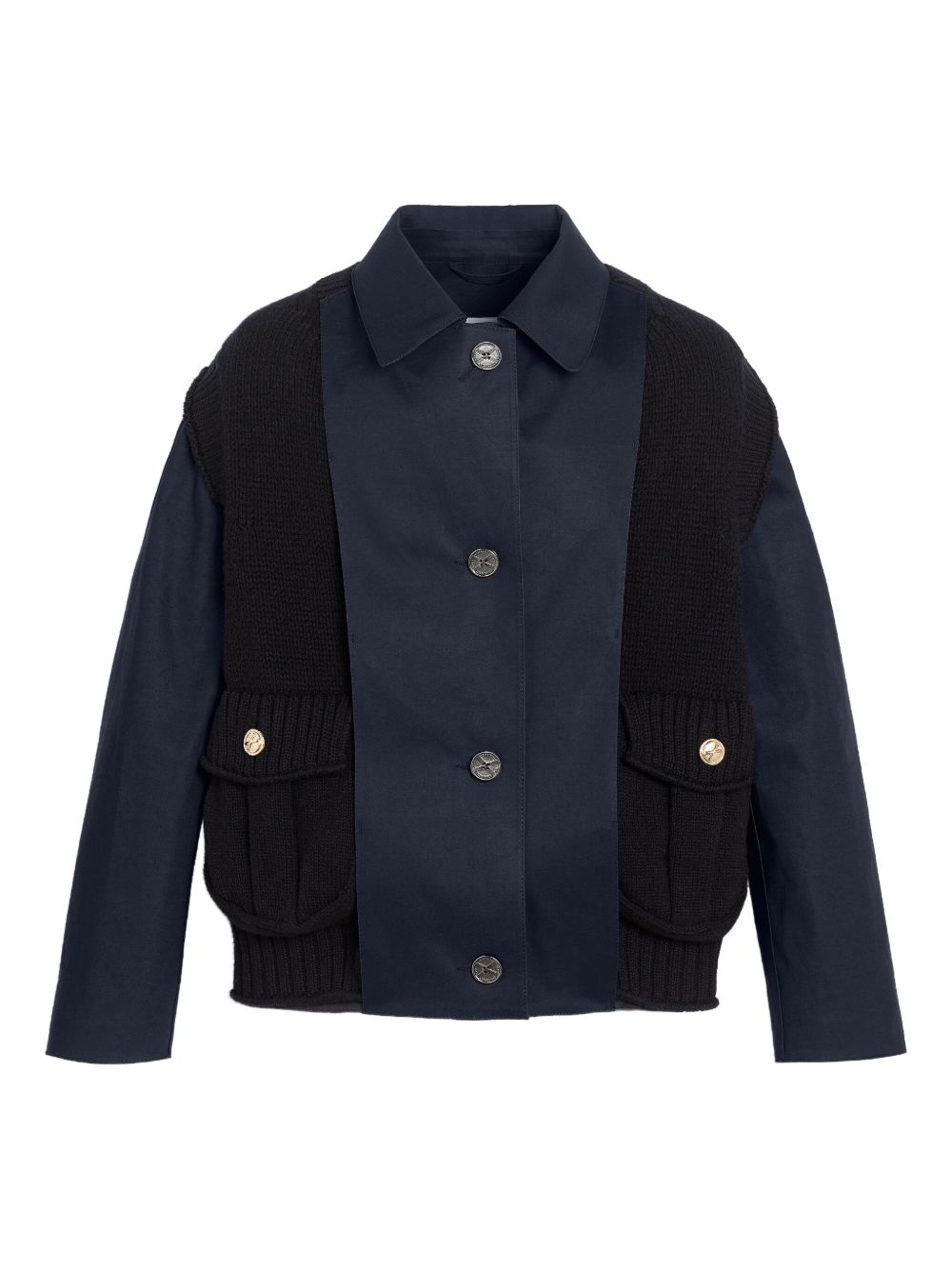 cashmere-paneled cotton raincoat