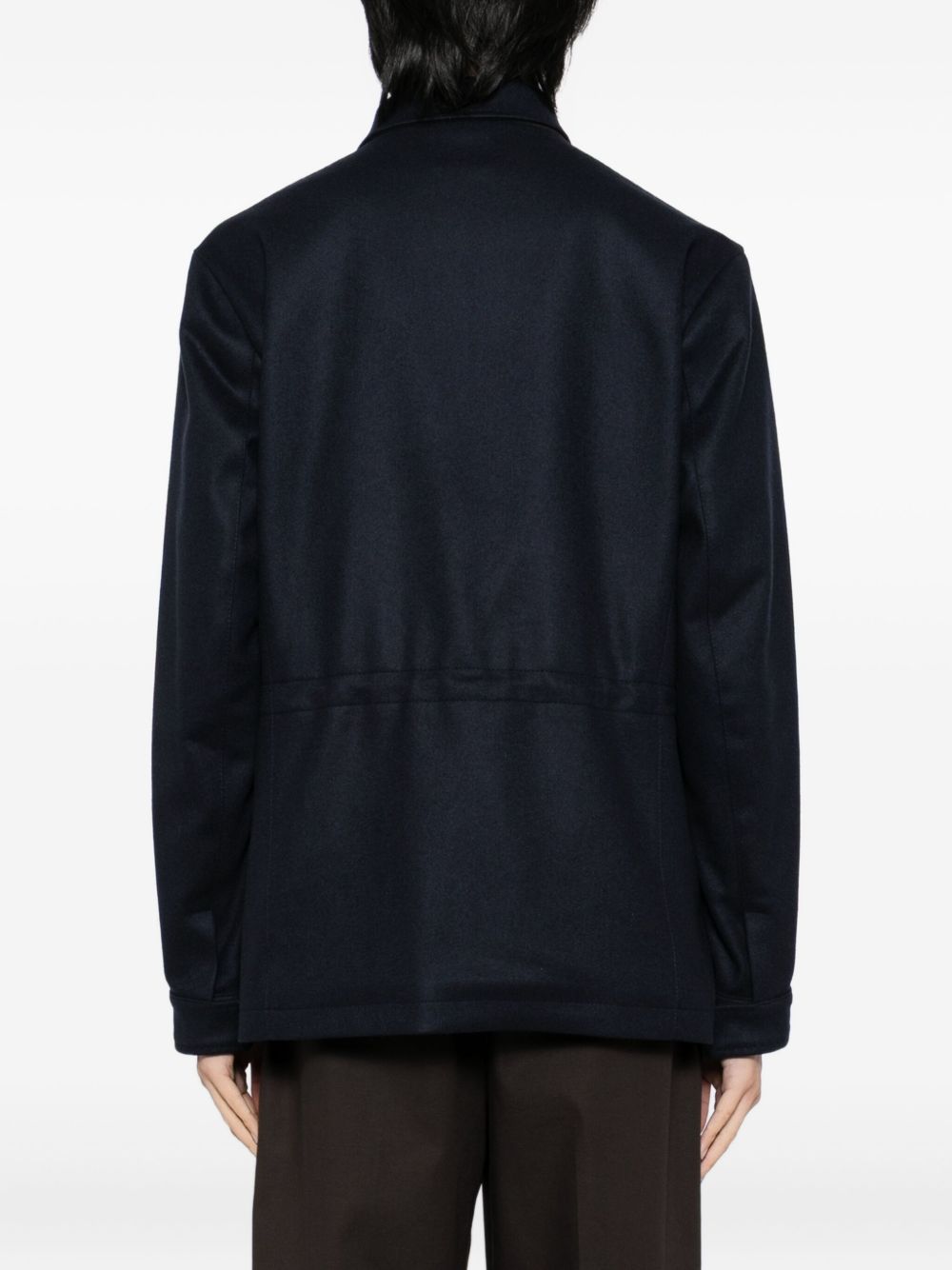 flap-pocket cashmere jacket