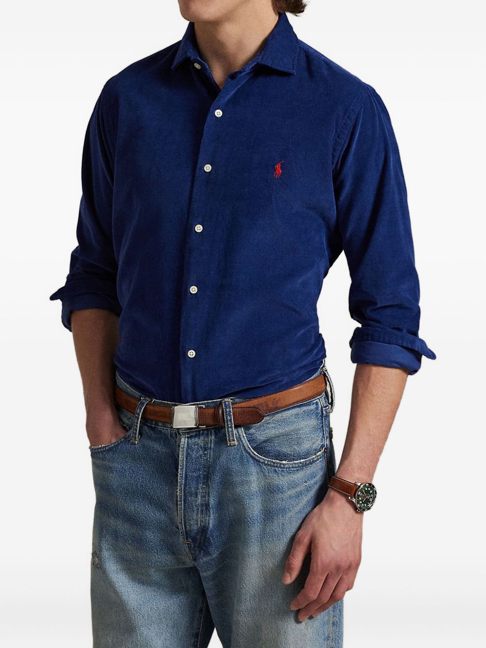 corduroy long-sleeve shirt