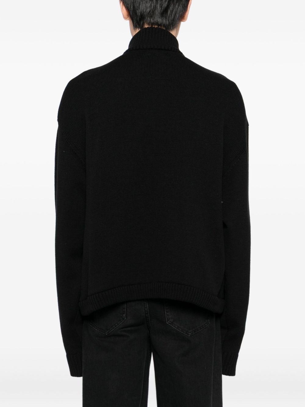 stripe-detail high-neck cardigan