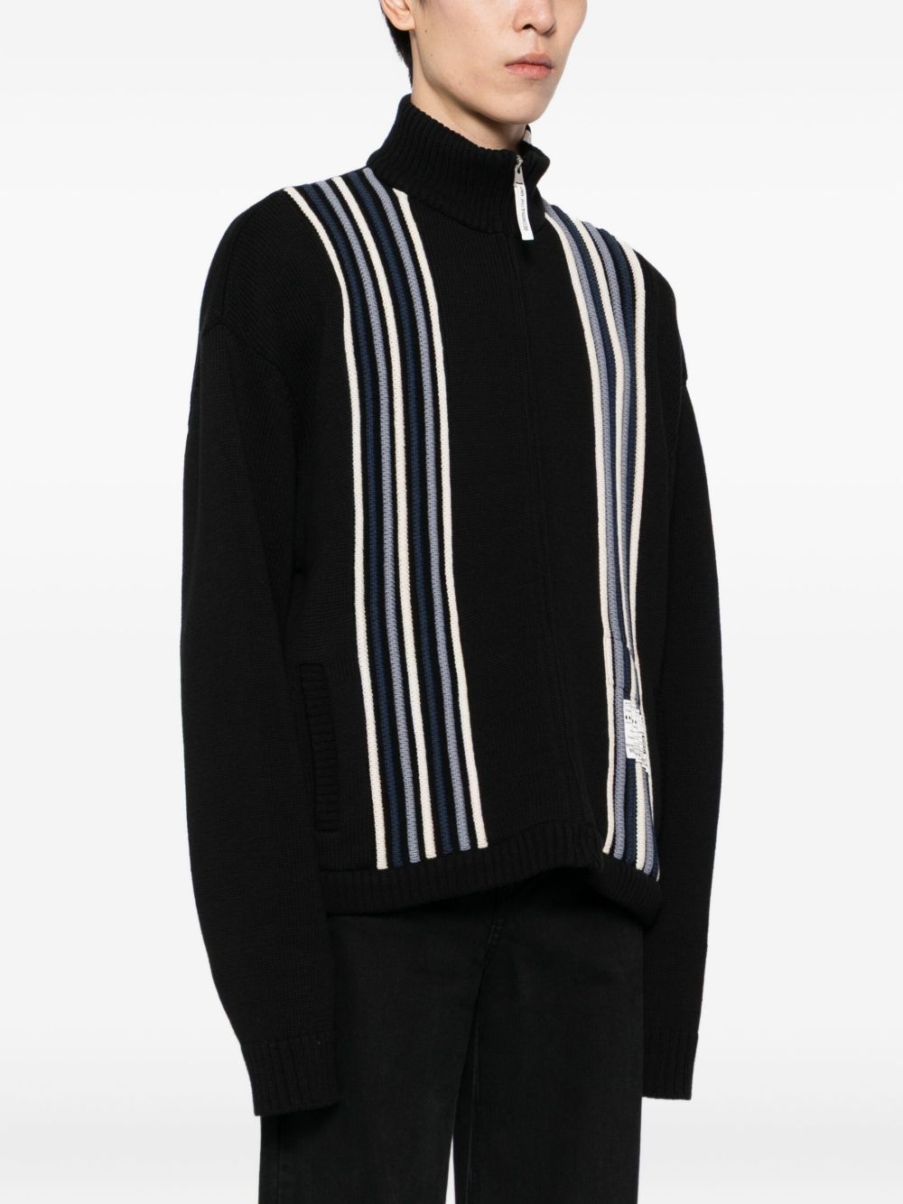stripe-detail high-neck cardigan