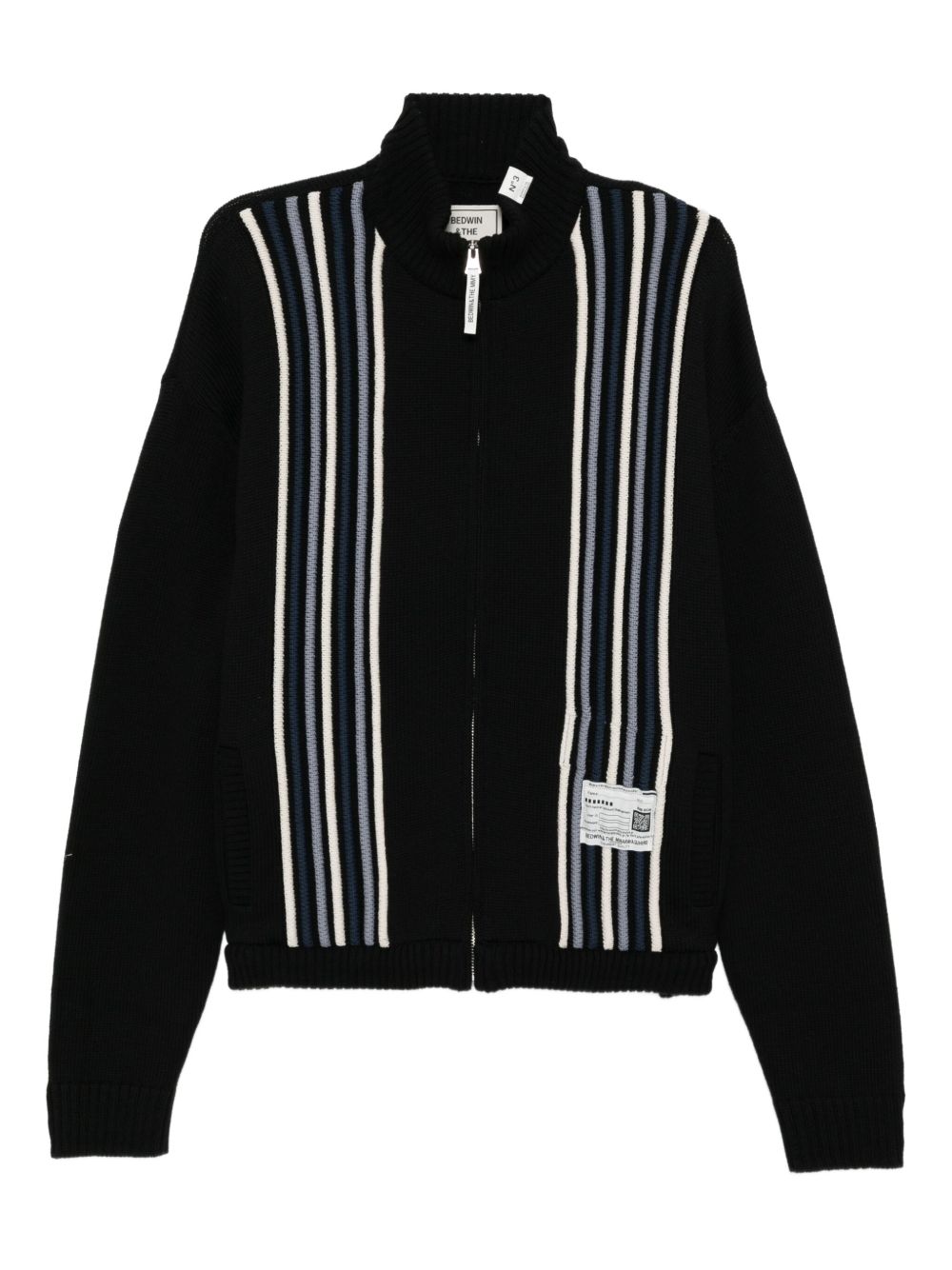 stripe-detail high-neck cardigan