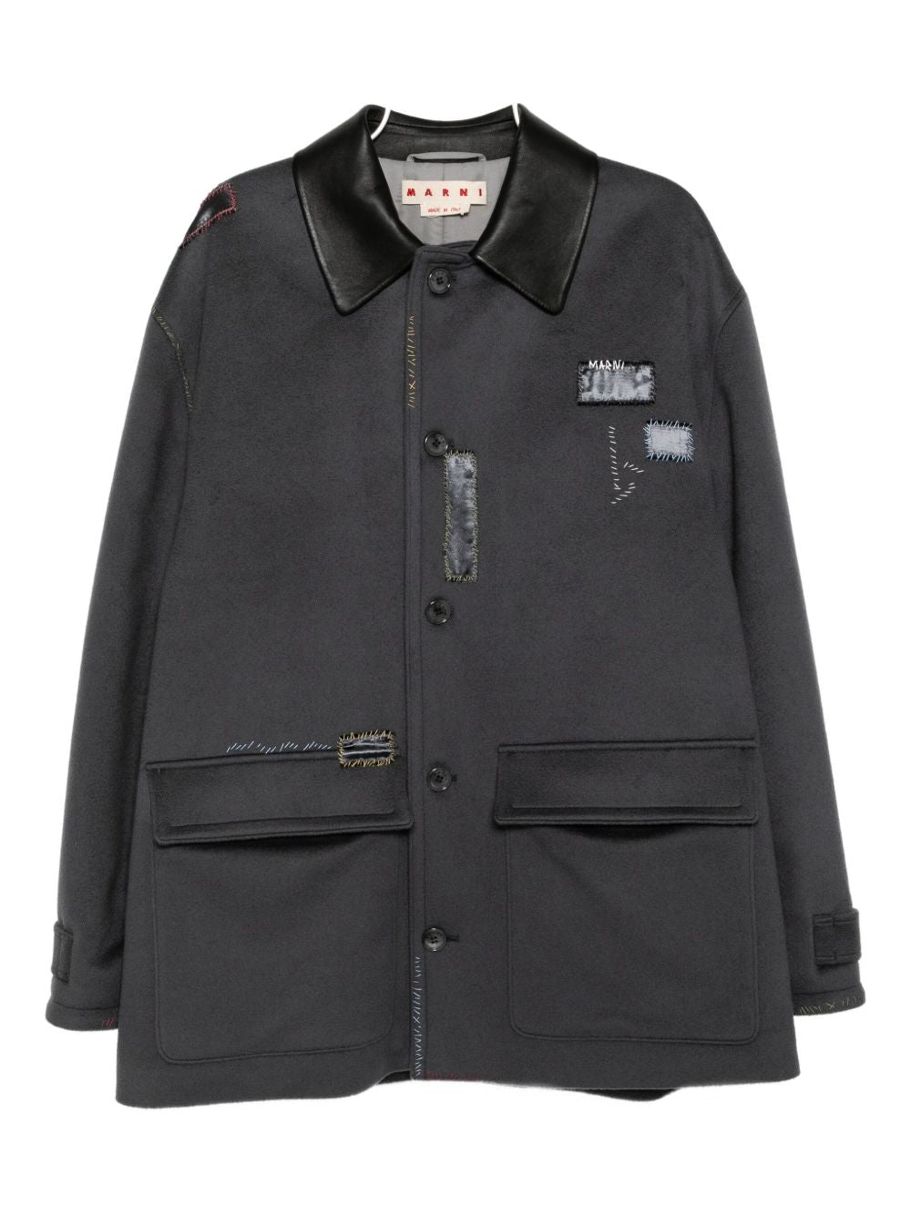 leather collar jacket