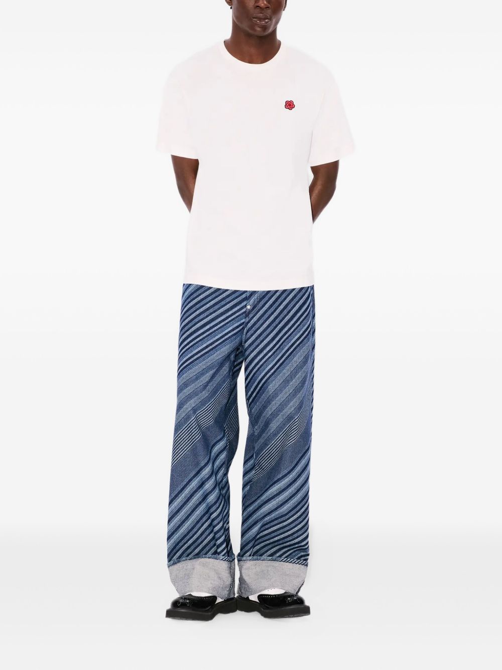 Diagonal Stripe cotton trousers