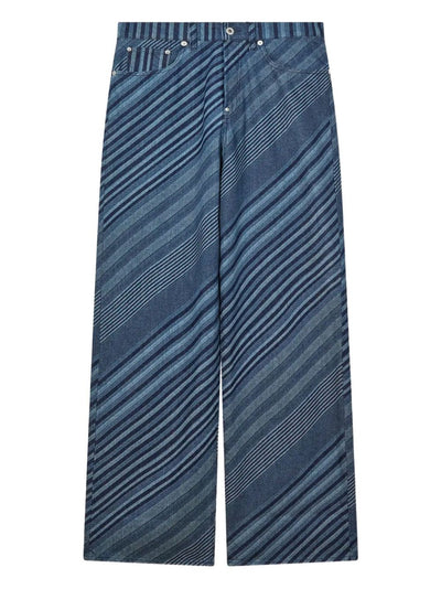 Diagonal Stripe Cotton Trousers