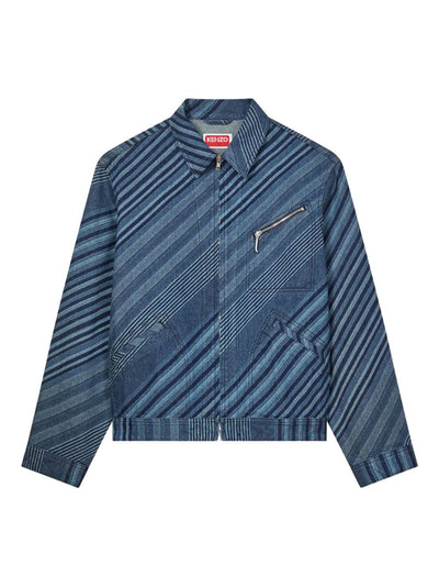 Diagonal Stripe Cotton Jacket