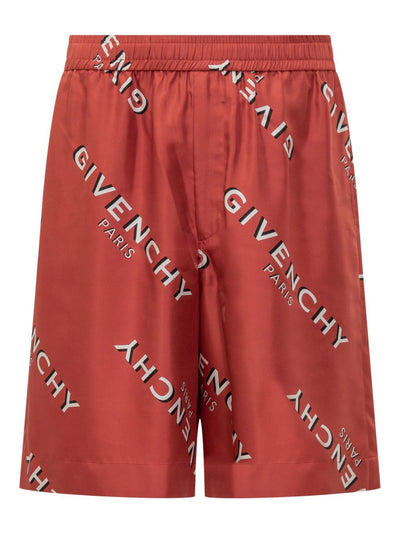 Logo-Print Silk Shorts