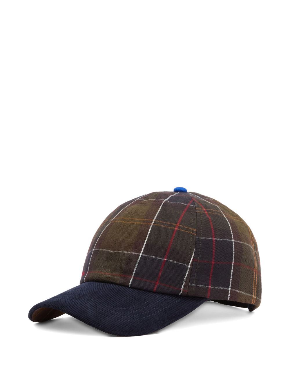 tartan-pattern corduroy cap
