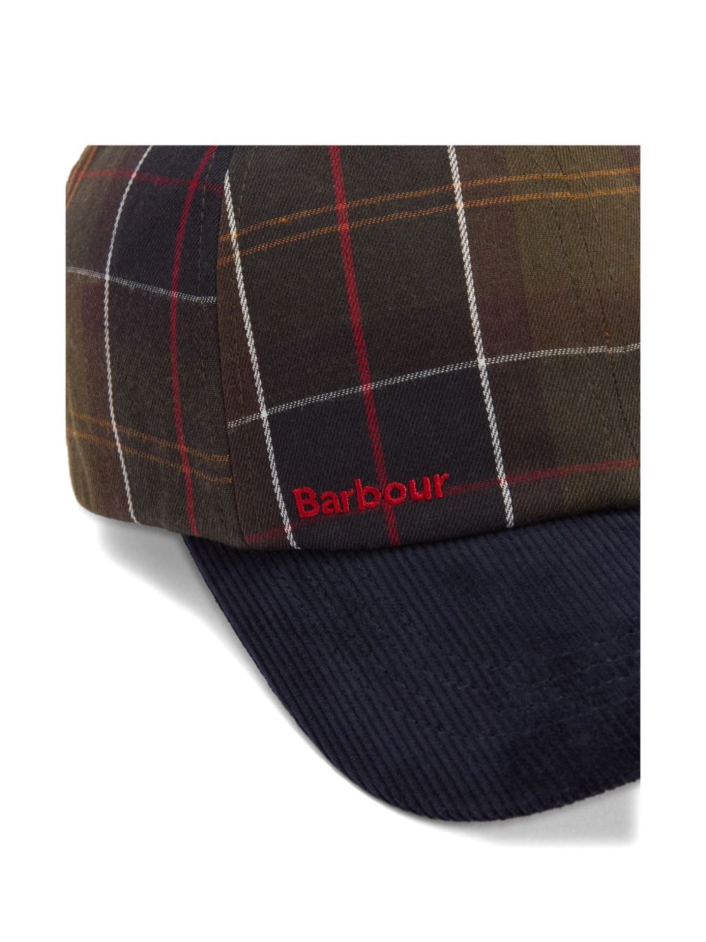 tartan-pattern corduroy cap