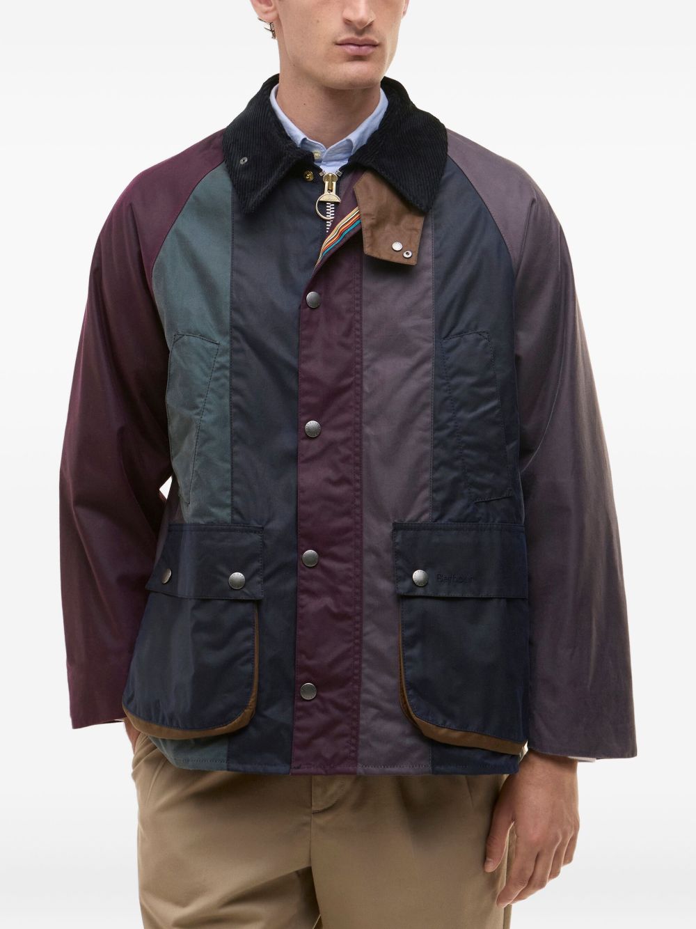 corduroy-collar patchwork jacket