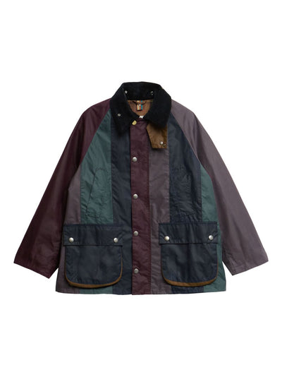Corduroy-Collar Patchwork Jacket