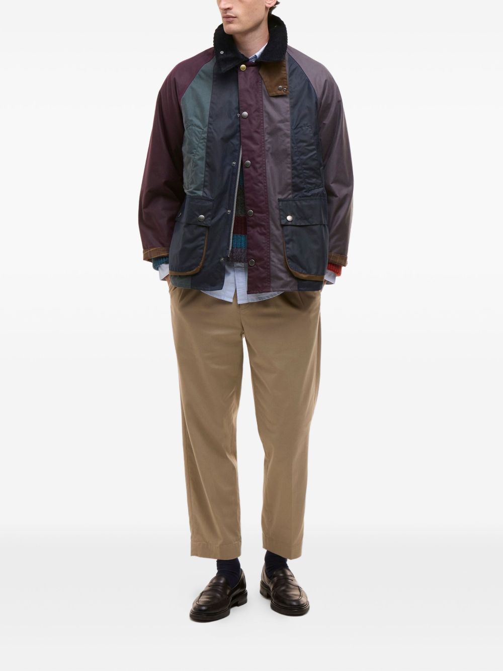 corduroy-collar patchwork jacket