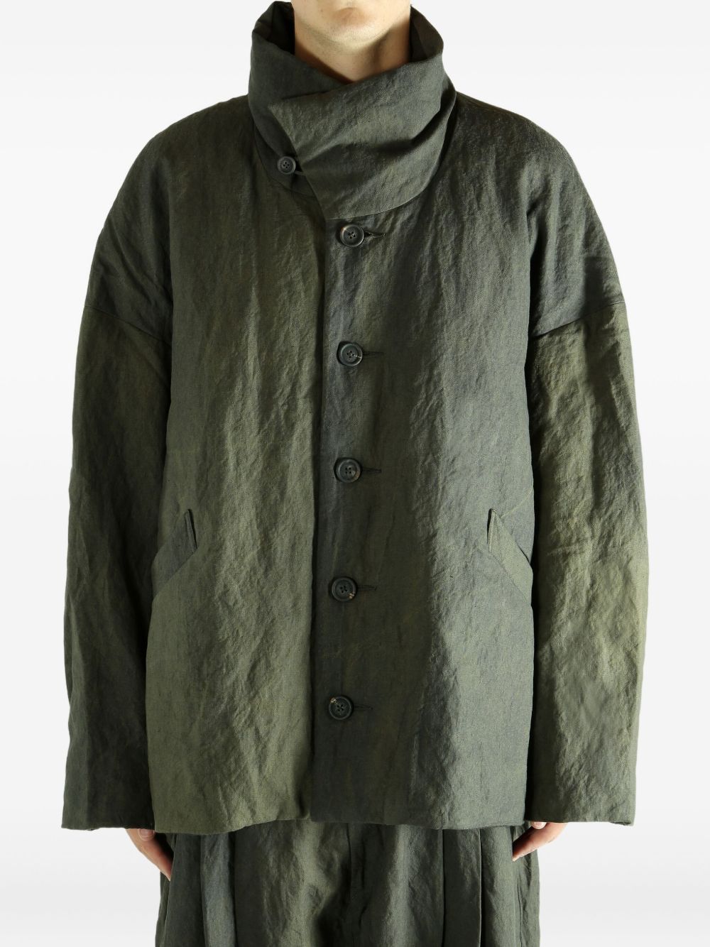 buttoned funnel-neck jacket