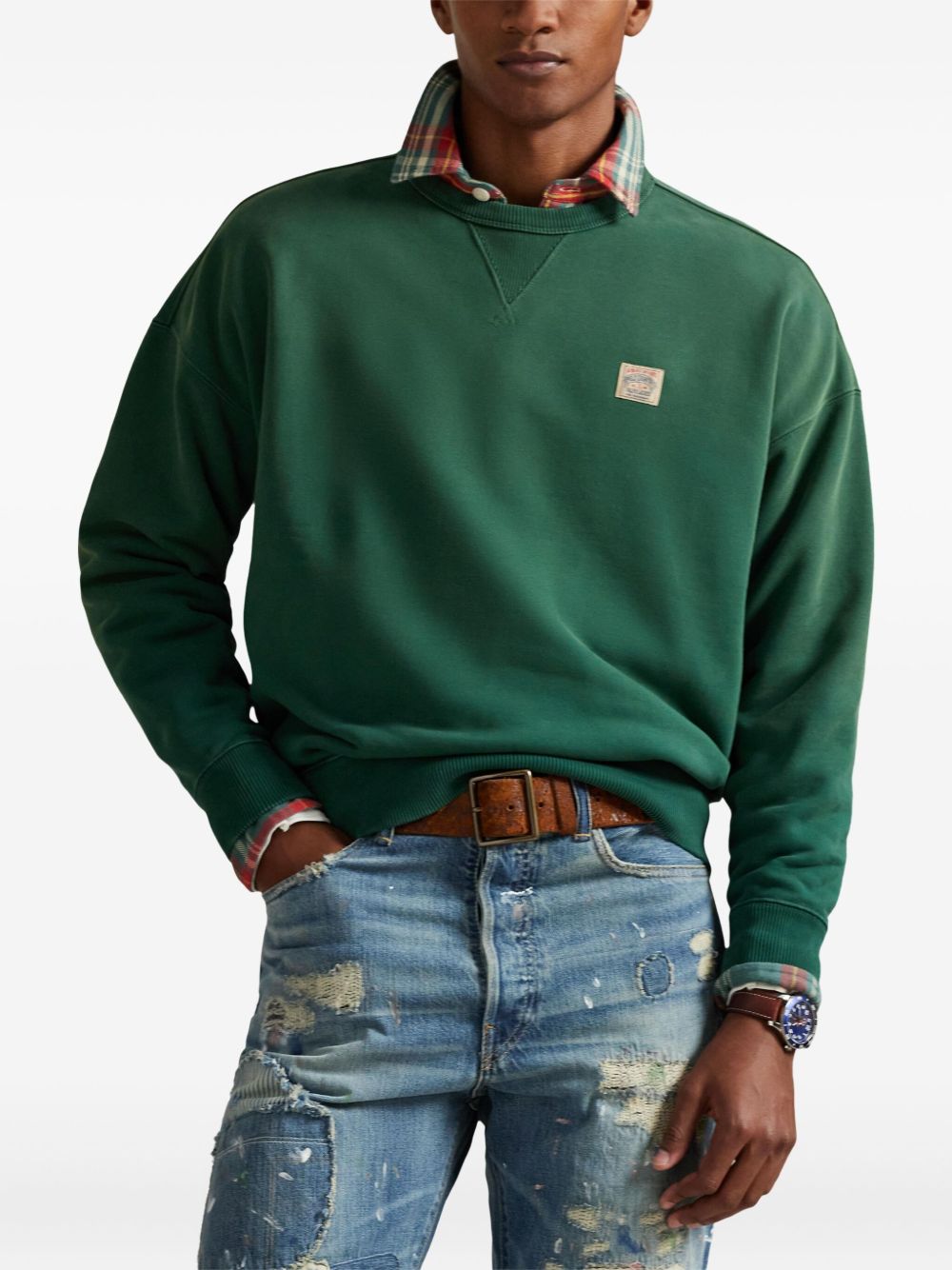 crew-neck patch sweatshirt