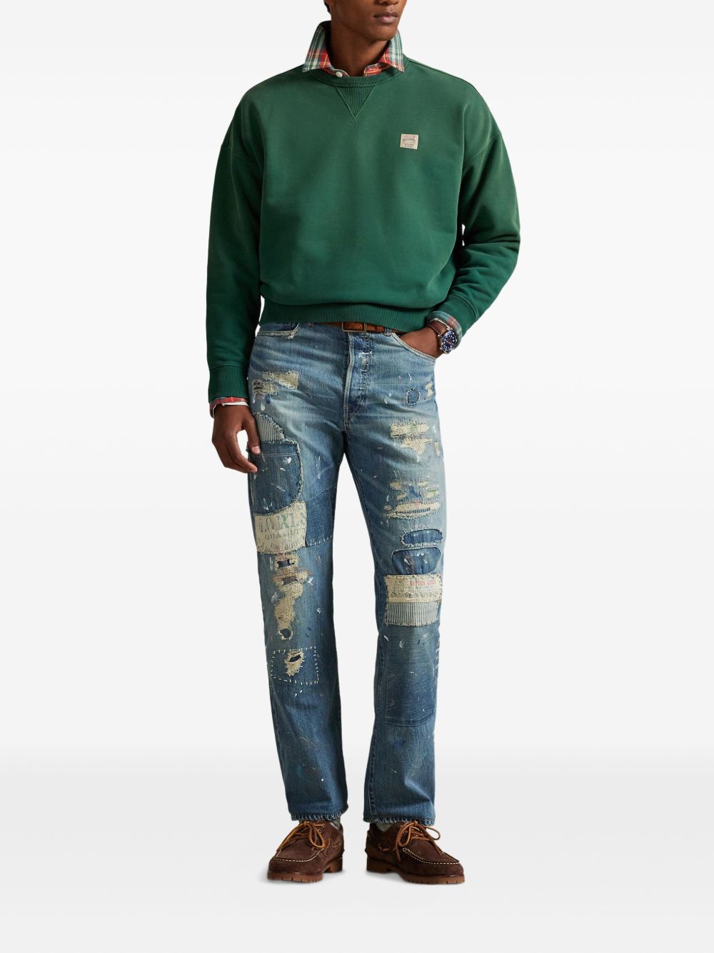 crew-neck patch sweatshirt