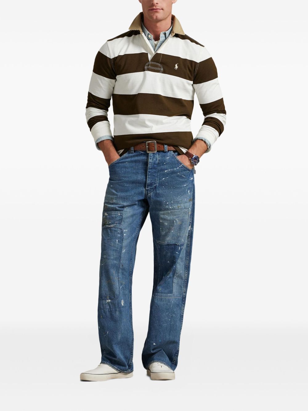 striped-pattern polo shirt