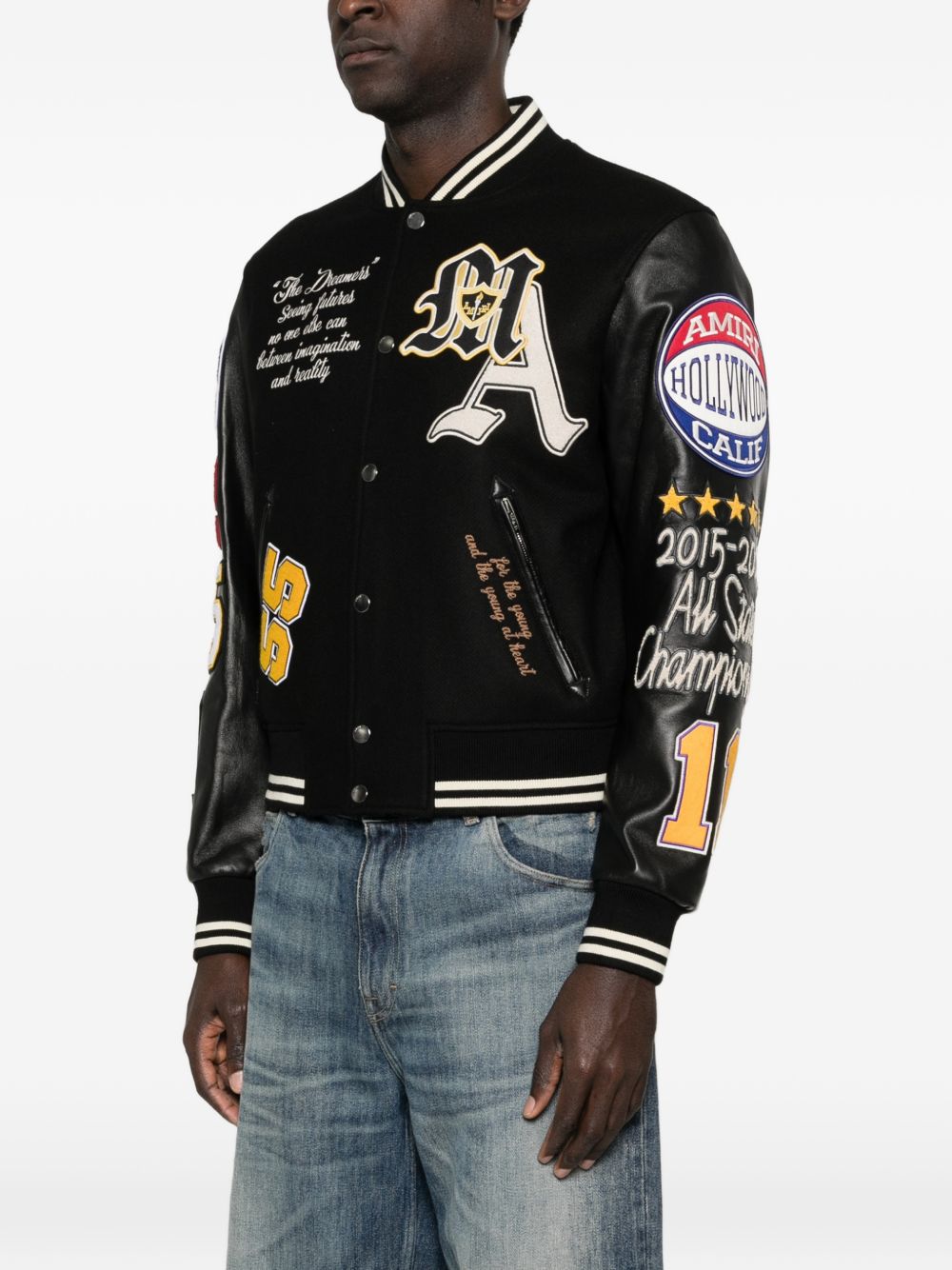 appliqué letter bomber jacket